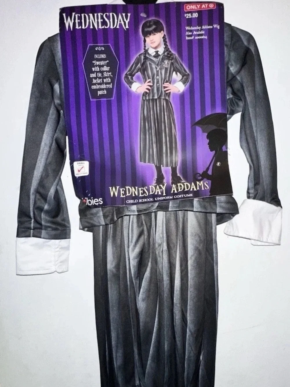 Wednesday Addams Black and White Striped Child Costume size 6